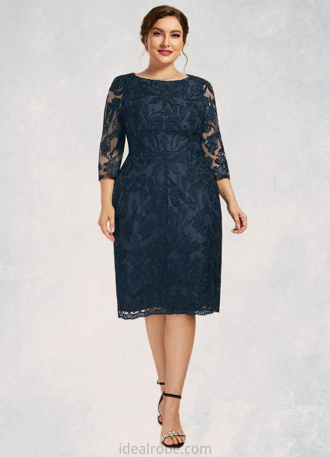 Maddison Sheath/Column Scoop Neck Knee-Length Lace Mother of the Bride Dress STK126P0014675