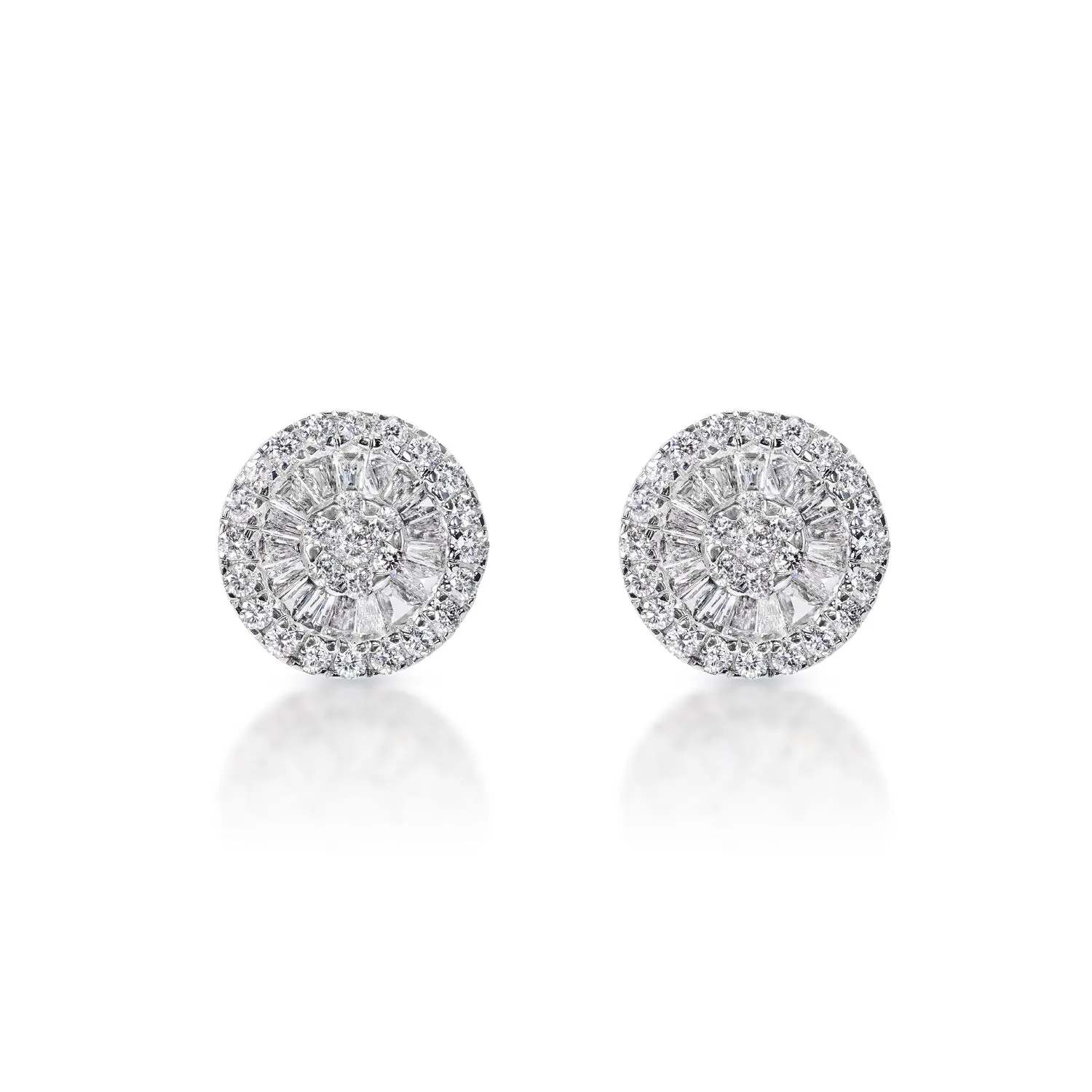 Maeve 1.25 Carat Pizza Wheel Baguette Diamond Stud Earrings in 14k White Gold