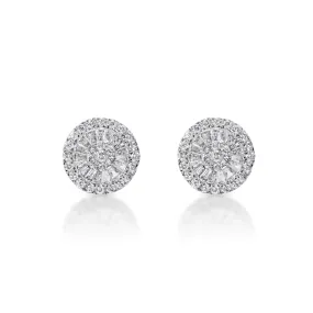 Maeve 1.25 Carat Pizza Wheel Baguette Diamond Stud Earrings in 14k White Gold