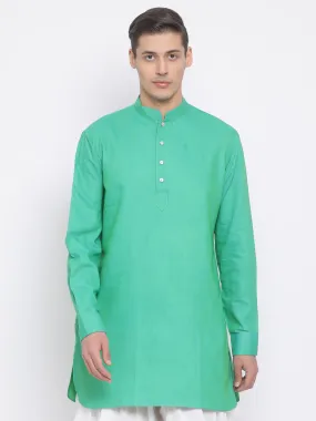 Men's Green Cotton Blend Kurta