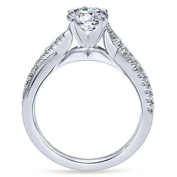 Mounting Only, Twisted Engagement Ring in 14K White Gold