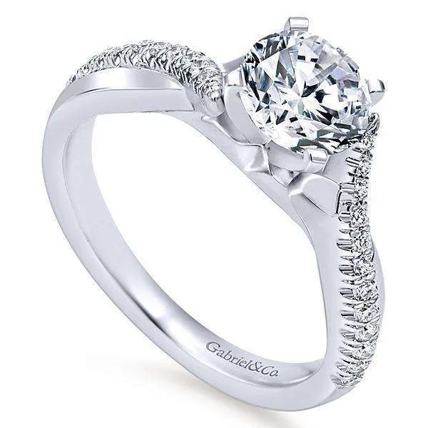 Mounting Only, Twisted Engagement Ring in 14K White Gold