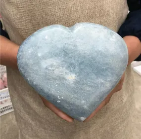 Natural blue calcite gemstone quartz Heart