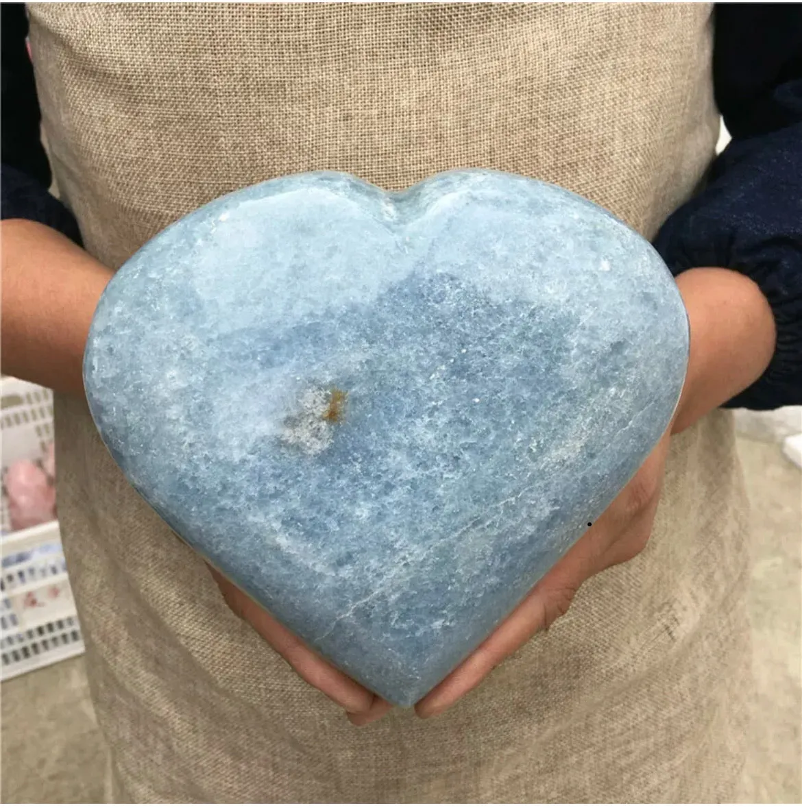 Natural blue calcite gemstone quartz Heart