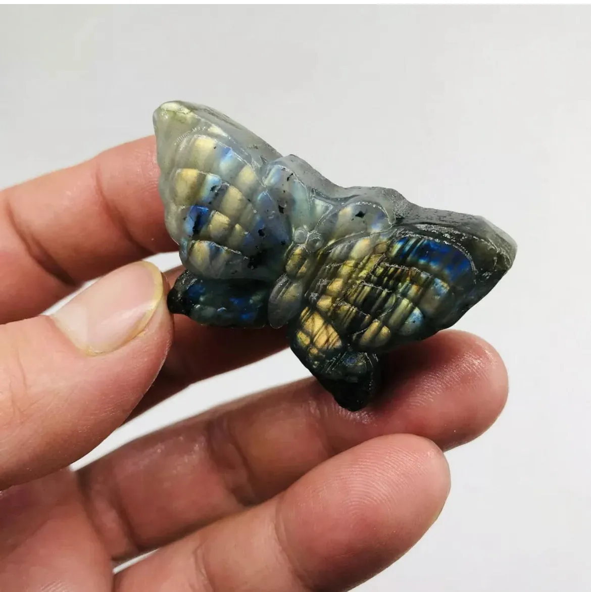 Natural labradorite crystal Hand-carved butterfly