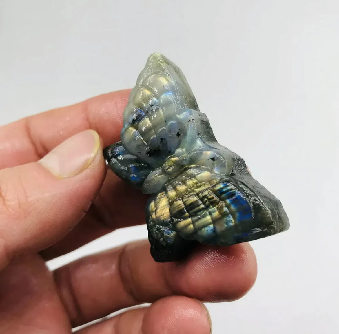 Natural labradorite crystal Hand-carved butterfly