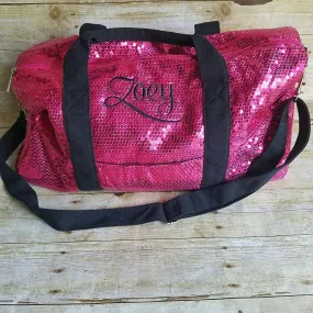 Personalized Hot Pink Sequin  Duffel Bag