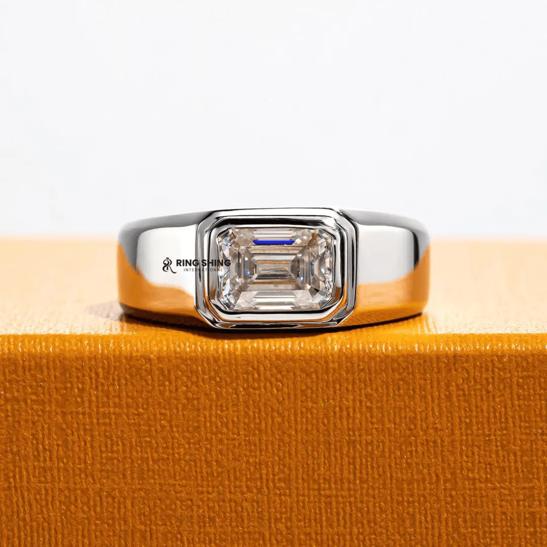 Premium Emerald Cut Original Moissanite Diamond Ring