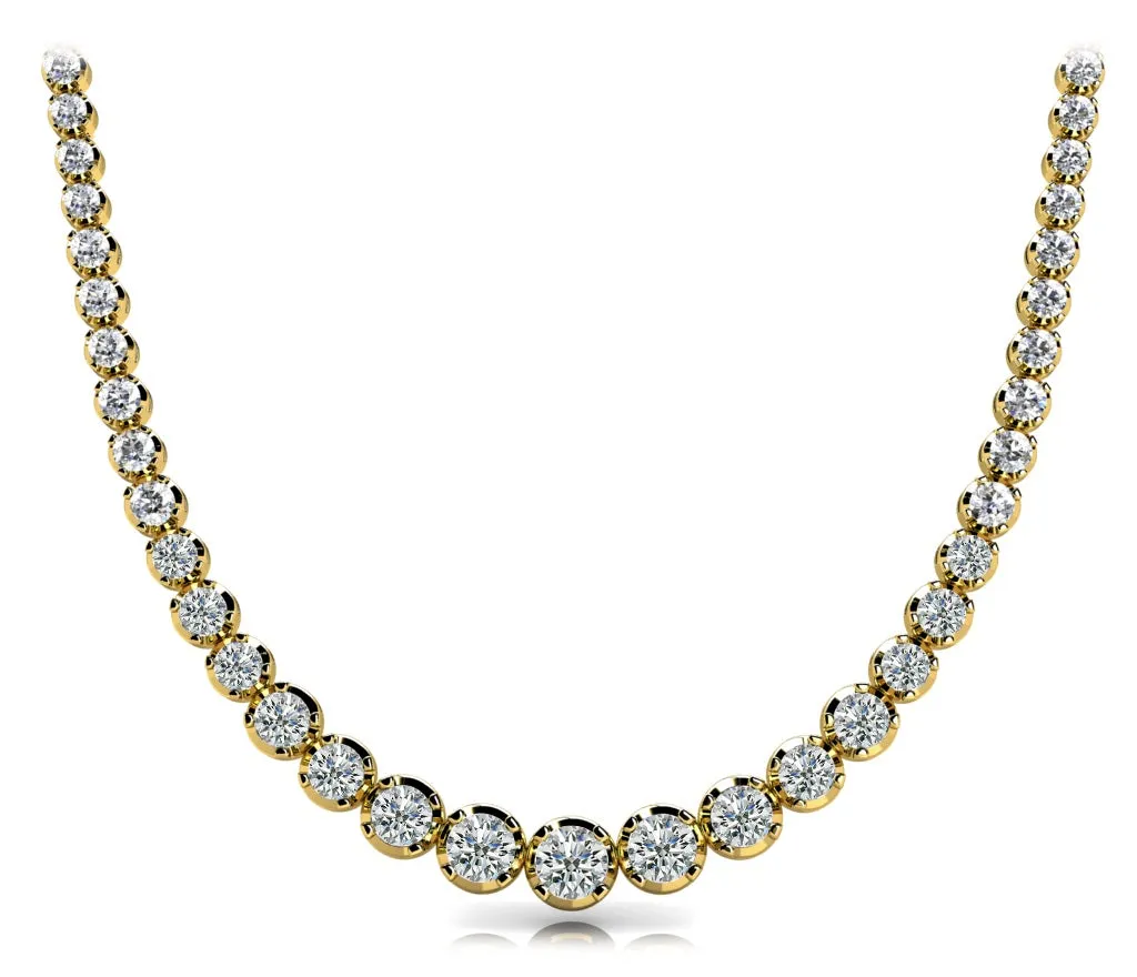 RAIN 10 Carat Diamond Rivera Graduated Necklace in 14K Gold  4 Prong  Low Base Basket F Color VS1 Clarity BY MIKE NEKTA