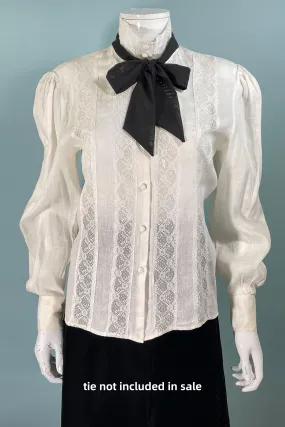 Ramsay of Ireland, Vintage White Irish Linen/Lace Victorian Style Blouse SZ 10