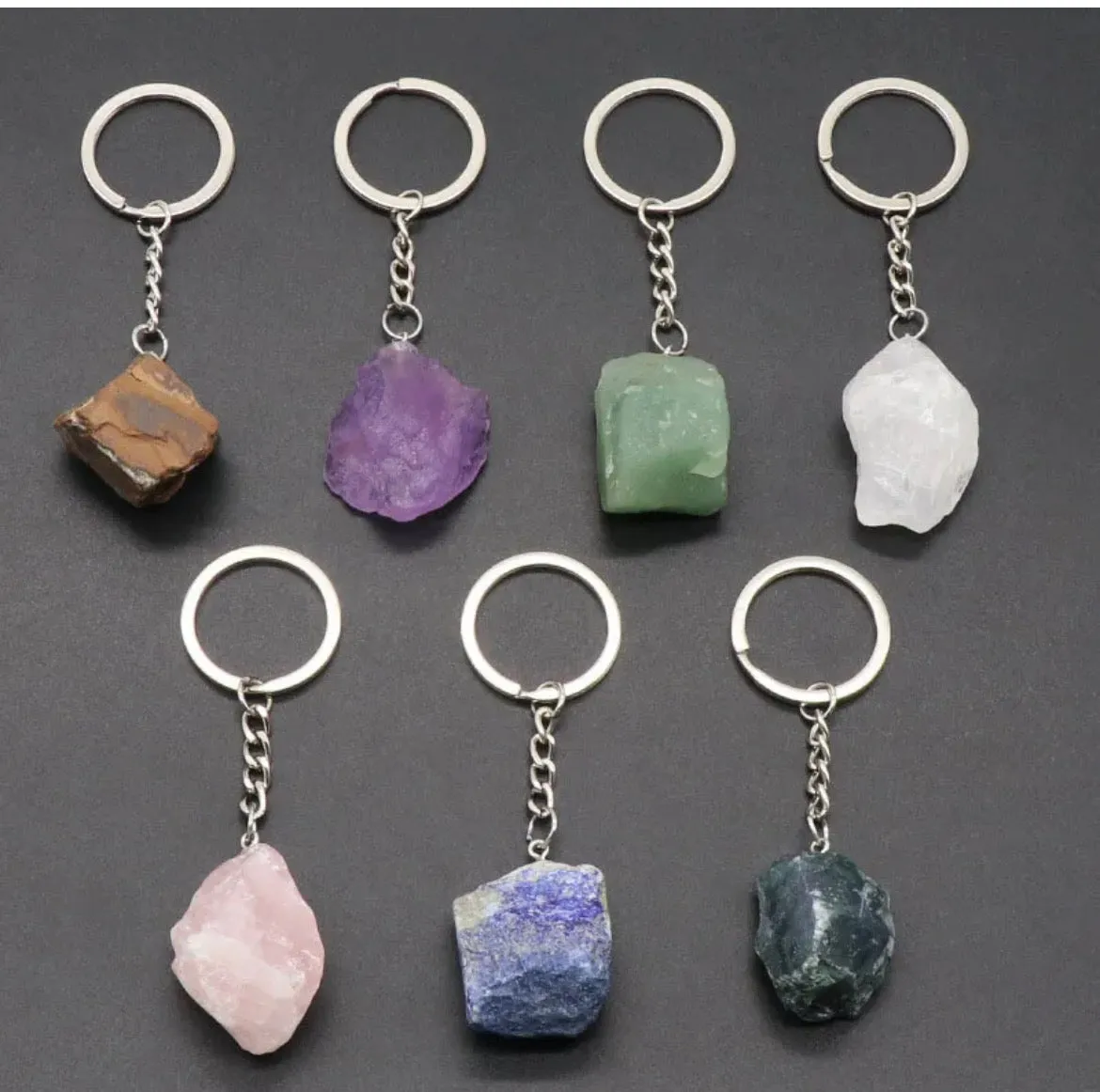 Raw Genuine Gemstone Key Chains