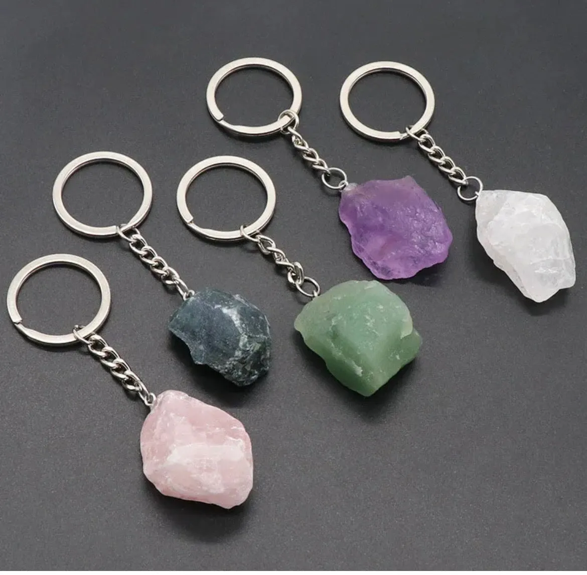 Raw Genuine Gemstone Key Chains