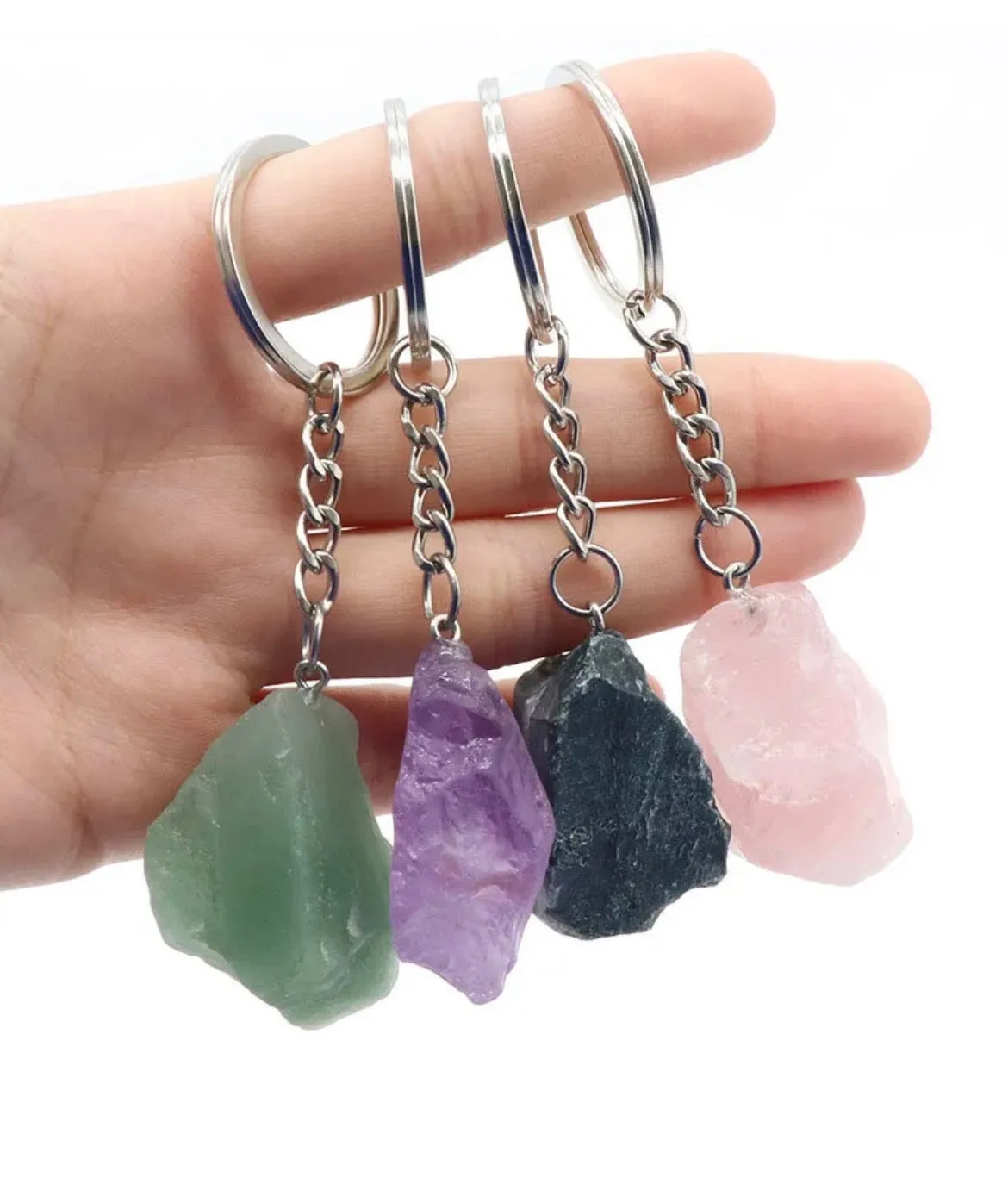 Raw Genuine Gemstone Key Chains