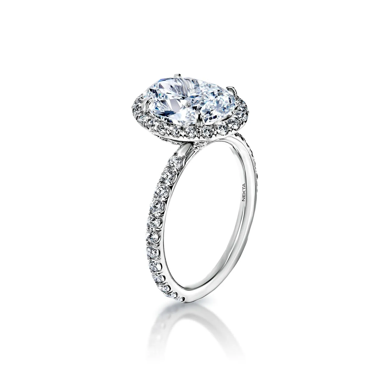 Rosa 4 Carat D VVS2 Oval Cut Diamond Engagement Ring in Platinum. GIA Certified. By Mike Nekta