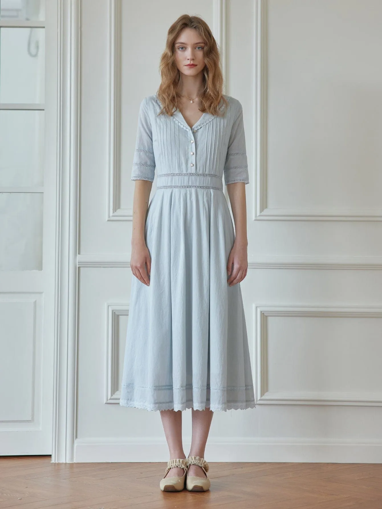 Sailor Collar A-Line Cotton Dress