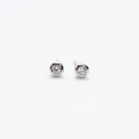 Silver Round Capped Crystal Studs