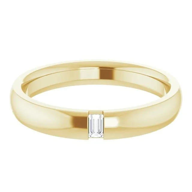 Simple Channel set Baguette Lab grown Diamond Women's Domed Wedding Band