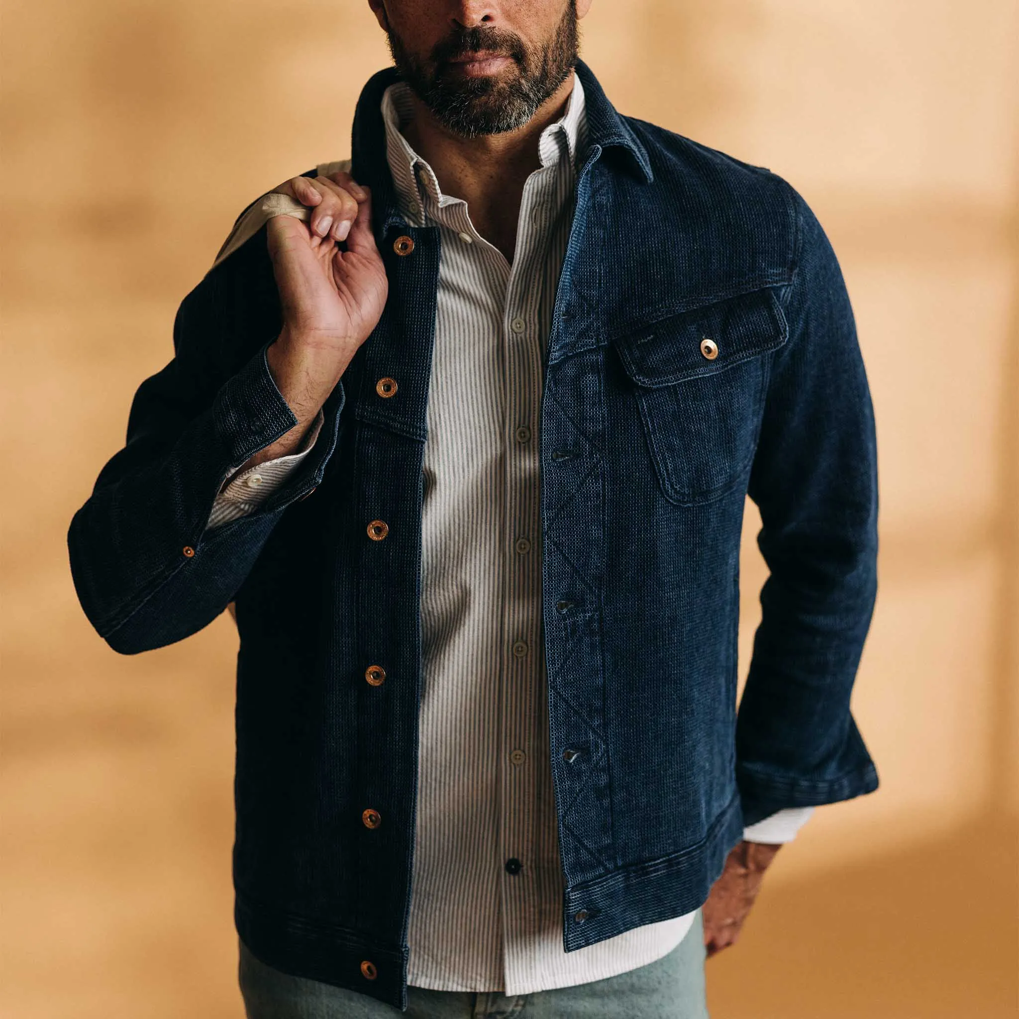 The Long Haul Jacket in Indigo Waffle