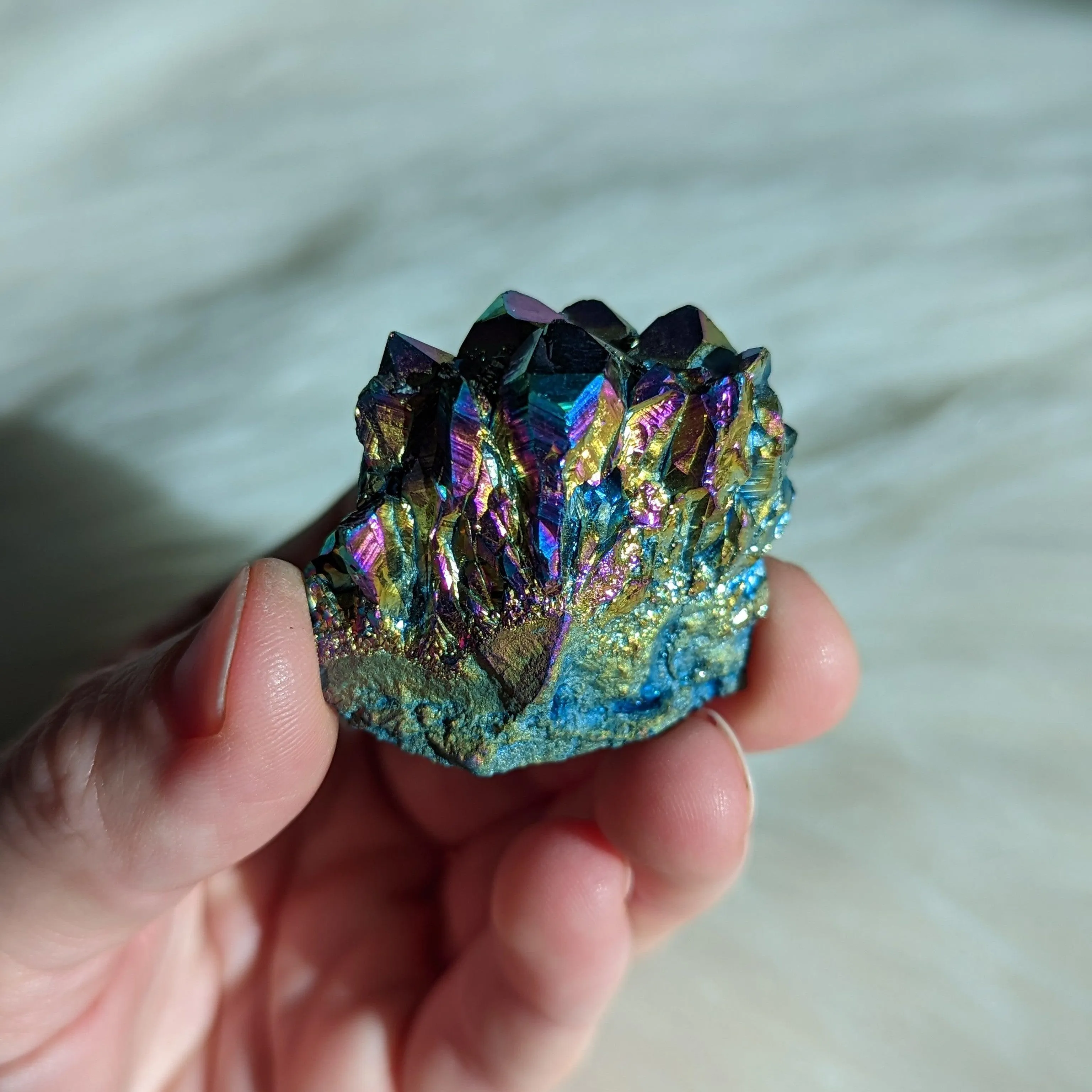 Titanium Rainbow Aura Amethyst Cluster #1 ~ Vibrant and Energetic