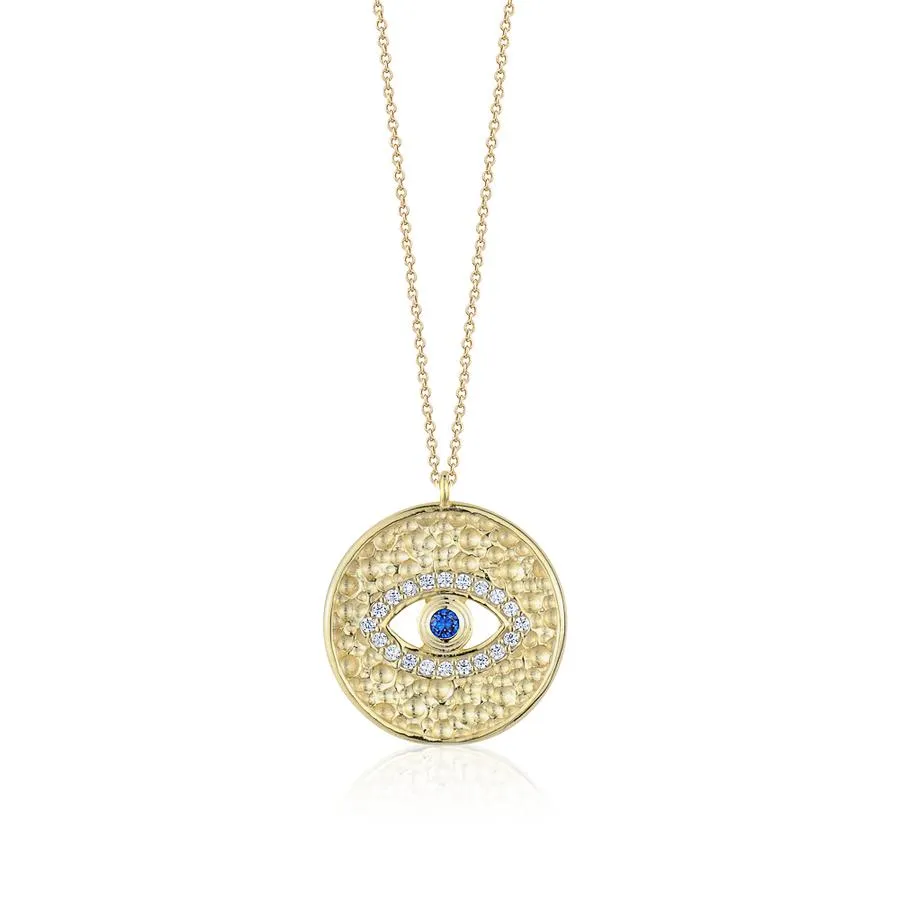 VINTAGE EYE COIN NECKLACE WHITE CRYSTAL