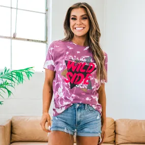 Wild Side Magenta Bleached Tee