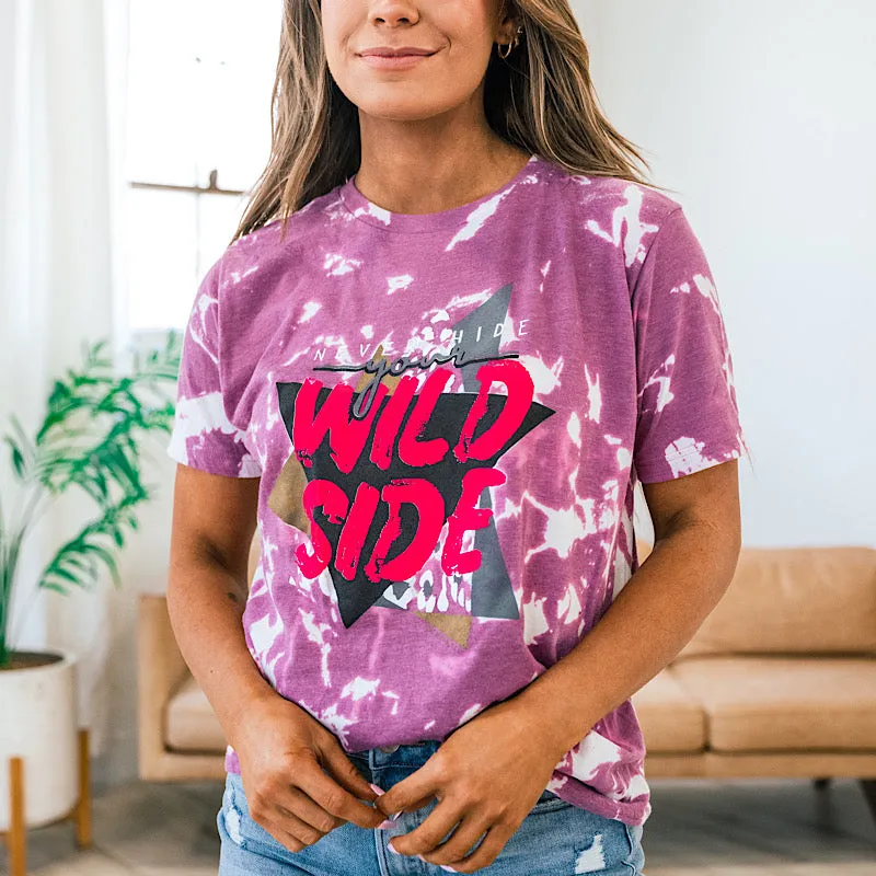 Wild Side Magenta Bleached Tee