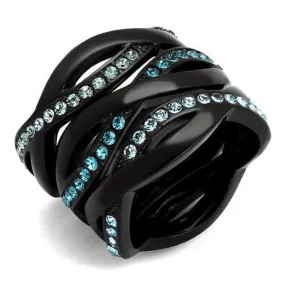 WildKlass Stainless Steel Ring IP Women Top Grade Crystal Sea Blue